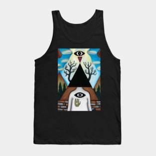 Surrealist painting like digital art of As Above so Below with occult symbolism and All Seeing Eye Tank Top